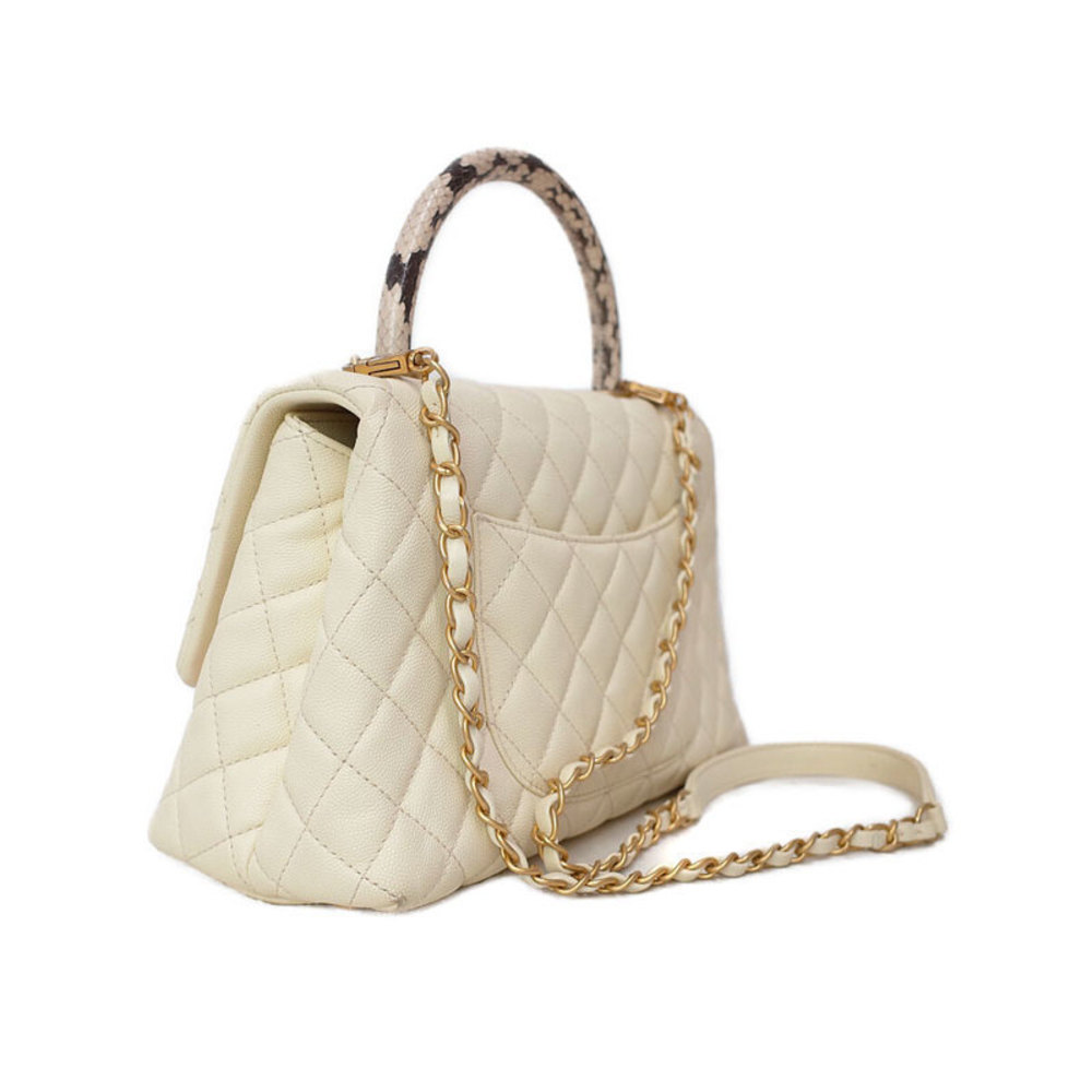 Chanel Chain Python Shoulder Bag Handle Matelasse